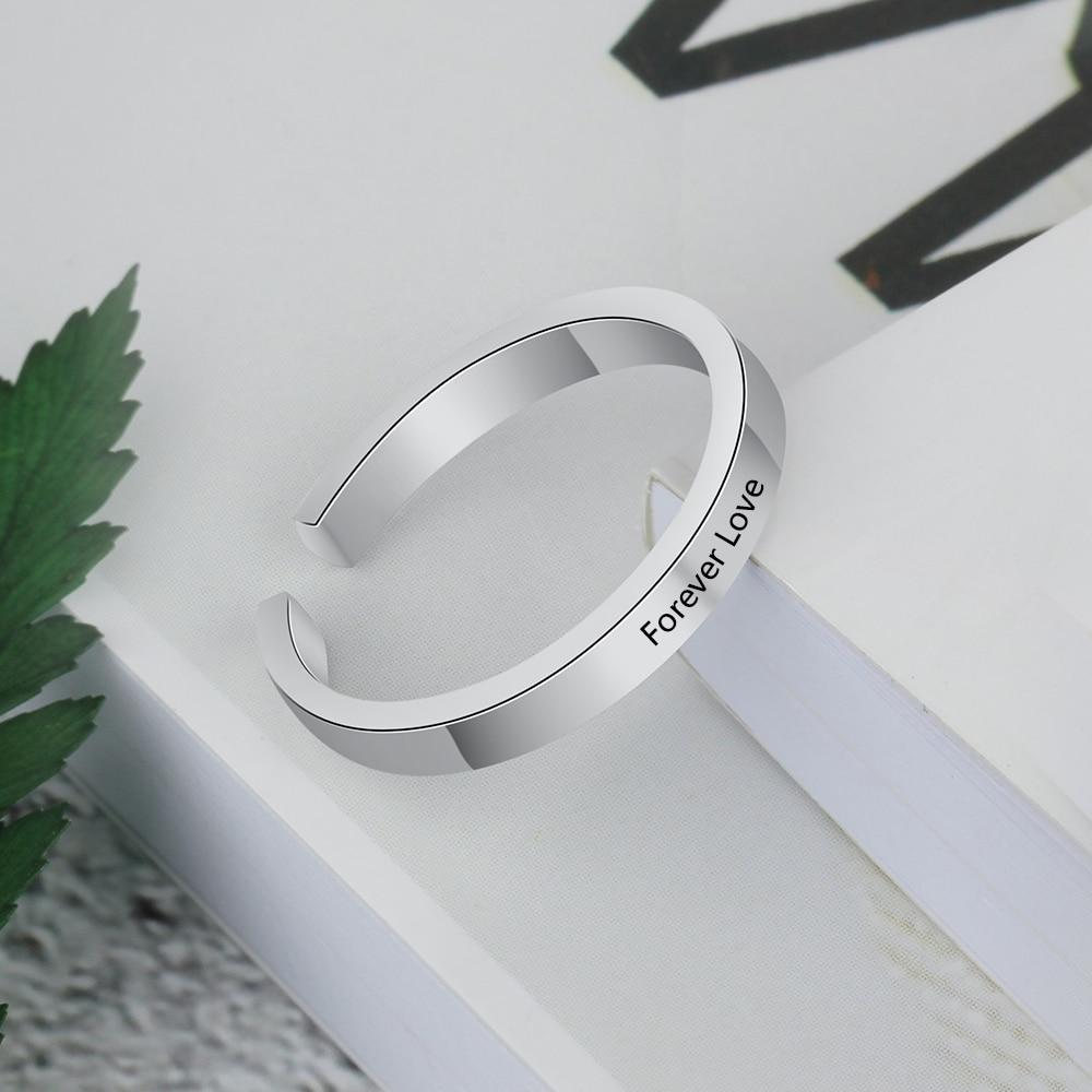 3mm Classic Personalized Engraved Stainless Steel Adjustable Unisex Ring (3 colors)