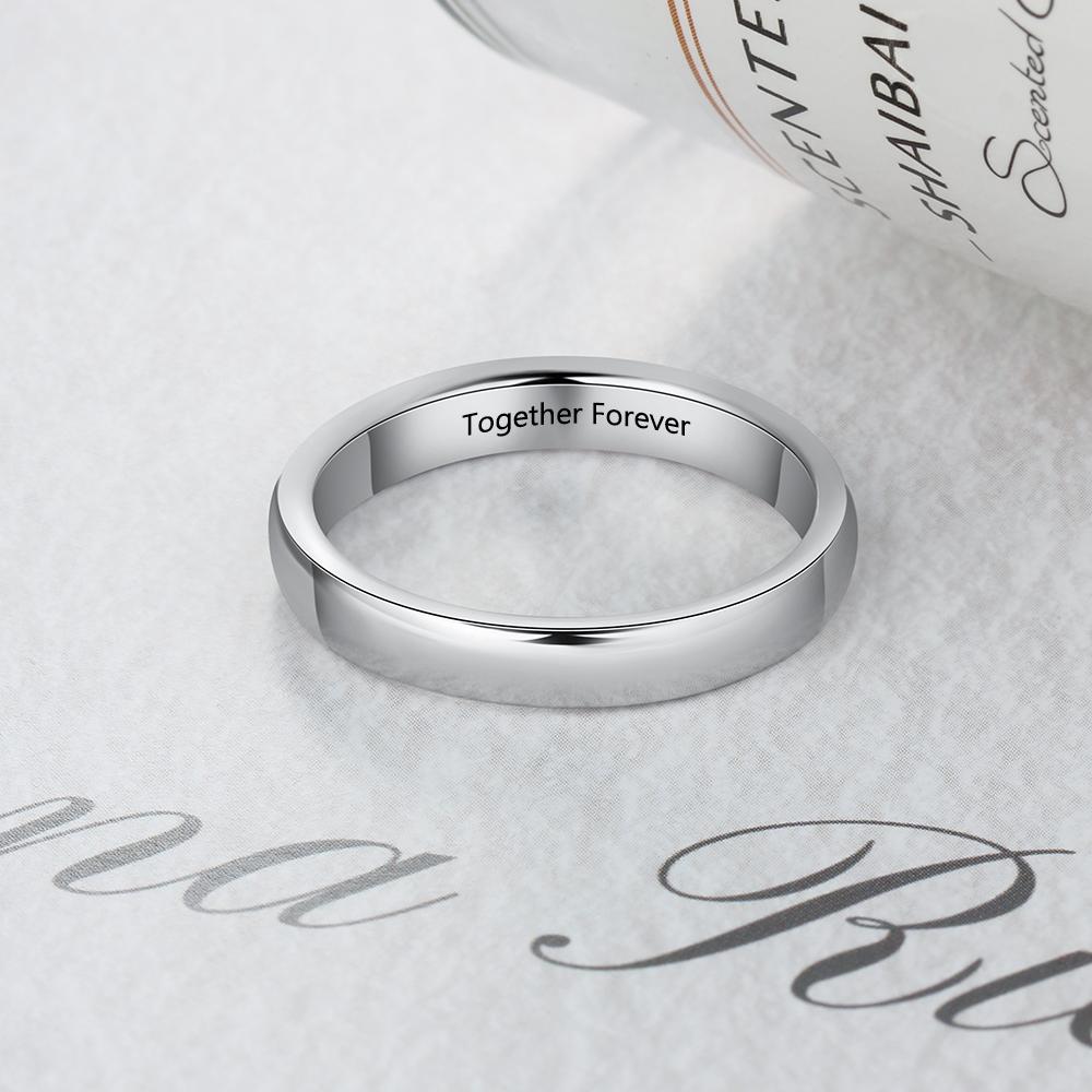 3mm Classic Personalized Silver Womens Ring