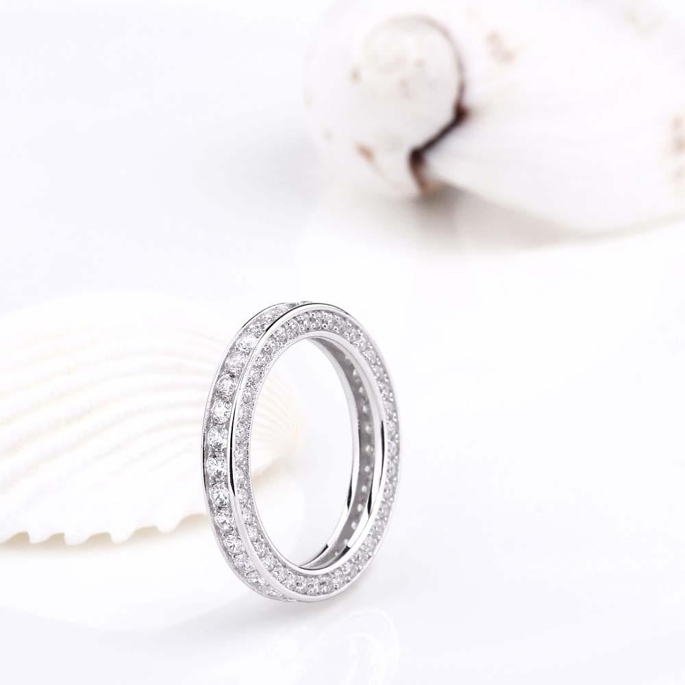 3mm Clear Crystals 925 Sterling Silver Womens Ring