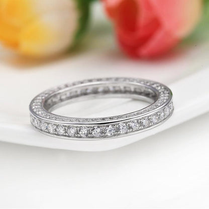 3mm Clear Crystals 925 Sterling Silver Womens Ring