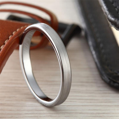 3mm Simple Classic Silver Tungsten Unisex Ring