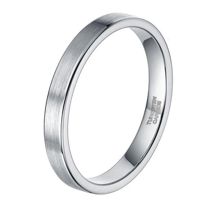 3mm Simple Classic Silver Tungsten Unisex Ring