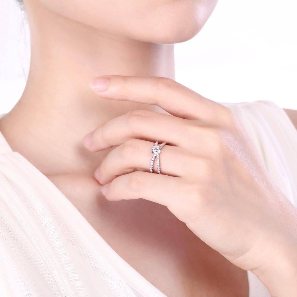 4mm 5A+ Cubic Zirconia 925 Sterling Silver Women's Ring - Promise Rings