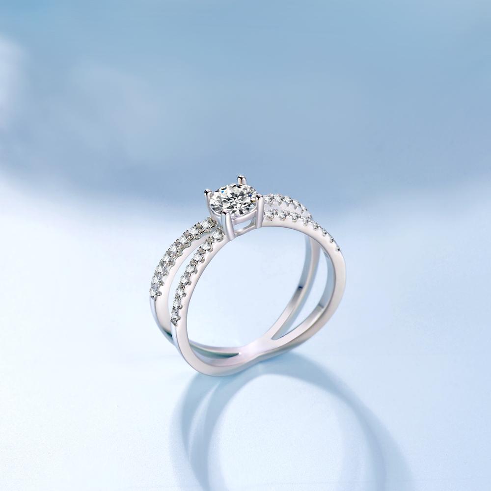 4mm 5A+ Cubic Zirconia 925 Sterling Silver Women's Ring - Promise Rings