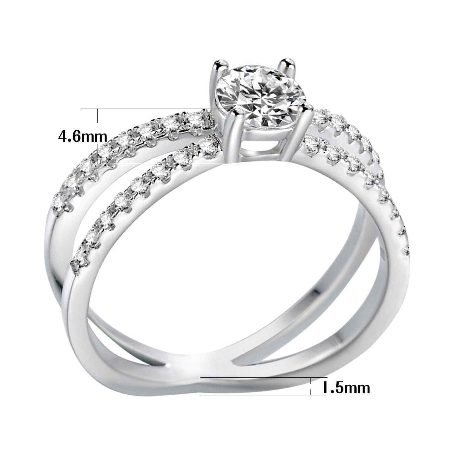 4mm 5A+ Cubic Zirconia 925 Sterling Silver Women's Ring - Promise Rings