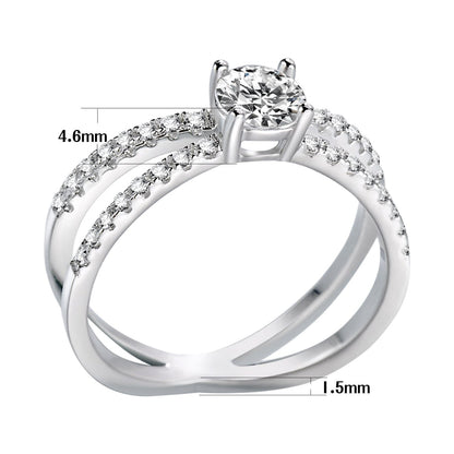4mm 5A+ Cubic Zirconia 925 Sterling Silver Women's Ring - Promise Rings