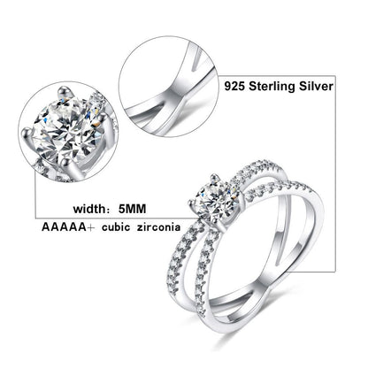 4mm 5A+ Cubic Zirconia 925 Sterling Silver Women's Ring - Promise Rings