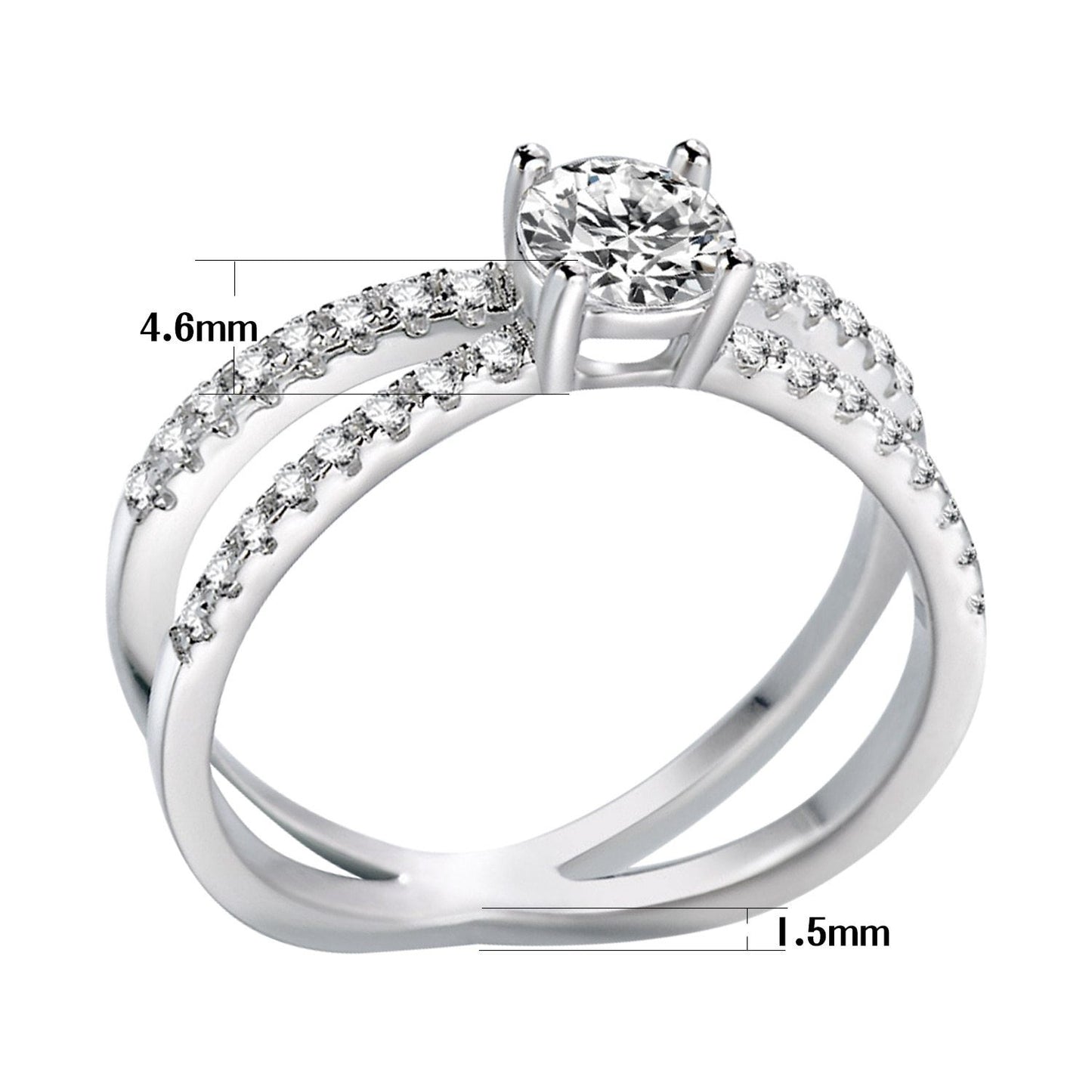 4mm 5A+ Cubic Zirconia 925 Sterling Silver Women's Ring