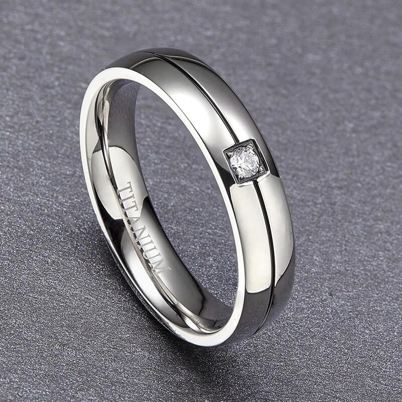 4mm & 5mm Rose Gold/Silver Color Titanium Couples Rings (Set/2Pc) - Promise Rings