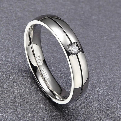4mm & 5mm Rose Gold/Silver Color Titanium Couples Rings (Set/2Pc) - Promise Rings