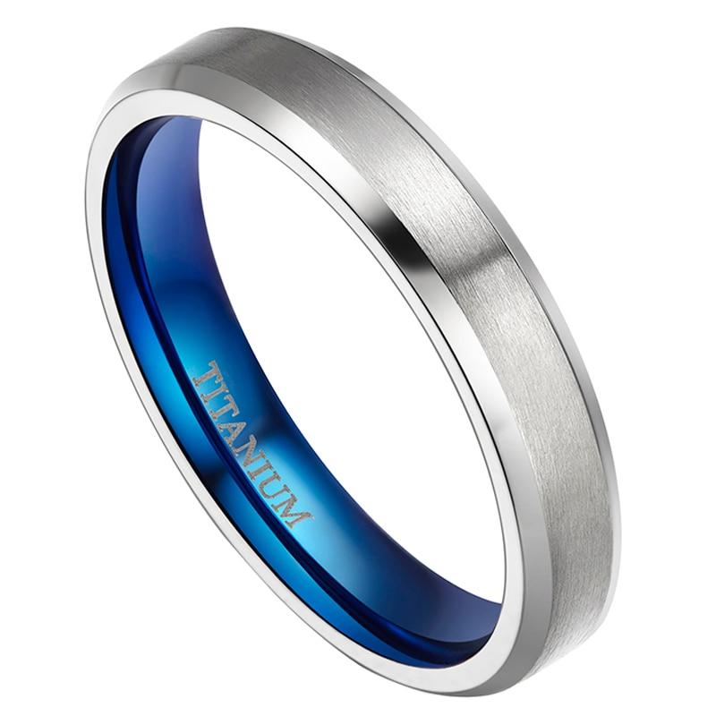 4mm & 6mm Royal Blue & Silver Titanium Couples Rings - Promise Rings