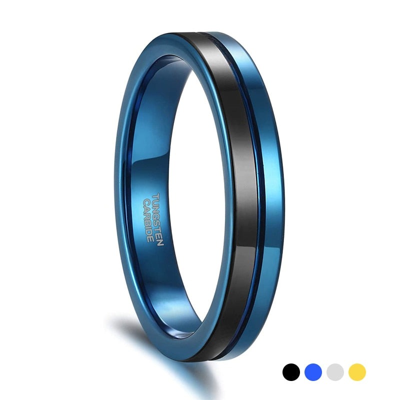 4mm Two Tone Polished Tungsten Unisex Rings (3 colors) - Promise Rings