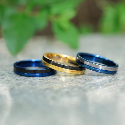 4mm Two Tone Polished Tungsten Unisex Rings (3 colors) - Promise Rings