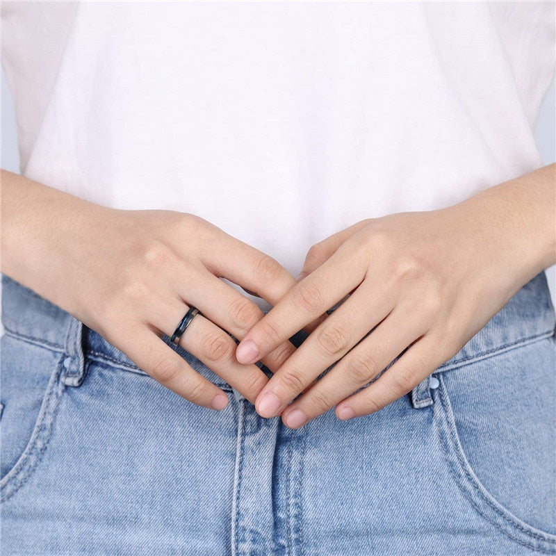 4mm Two Tone Polished Tungsten Unisex Rings (3 colors) - Promise Rings