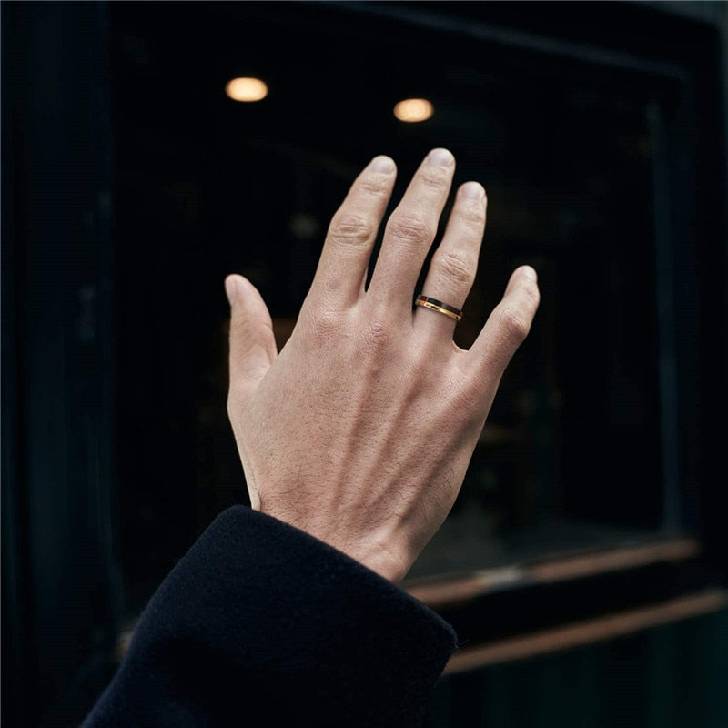 4mm Two Tone Polished Tungsten Unisex Rings (3 colors) - Promise Rings