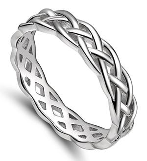 4mm Celtic Trinity Knot Eternity 925 Sterling Silver Womens Ring