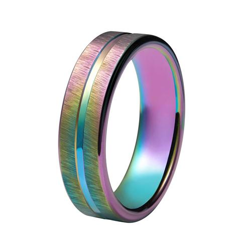 4mm Colorful Rainbow Tungsten Mens Ring
