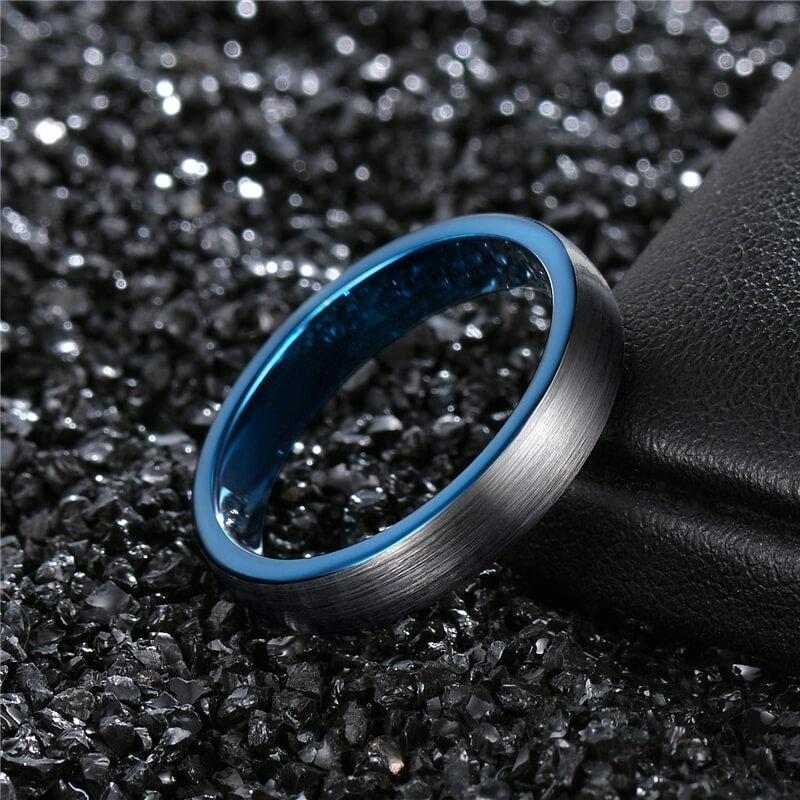 4mm I Love You Engraved Blue Silver Tungsten Unisex Ring