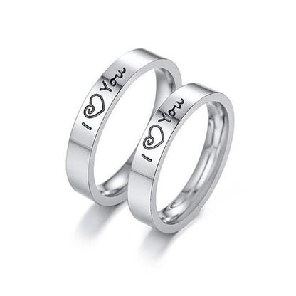 4mm I ♡ You Silver Stainless Steel Unisex Ring