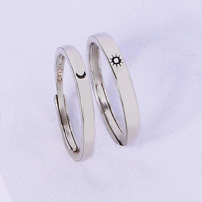4mm My Sun and My Moon Silver Unisex Rings (Set)