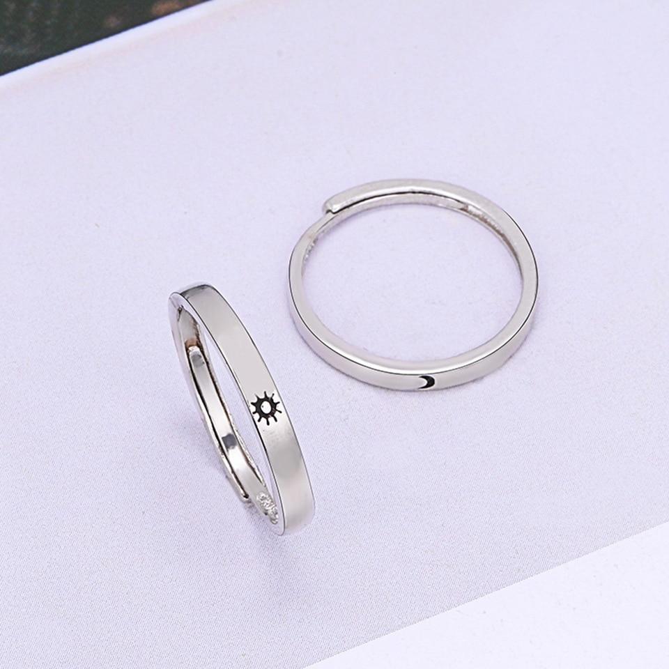 4mm My Sun and My Moon Silver Unisex Rings (Set)