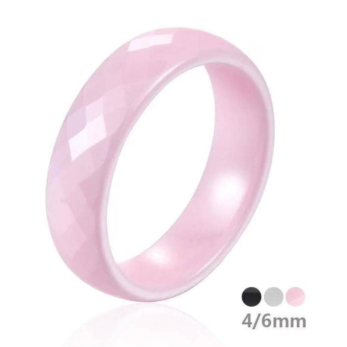 4mm or 6mm Pink, White or Black Ceramic Unisex Rings - Promise Rings