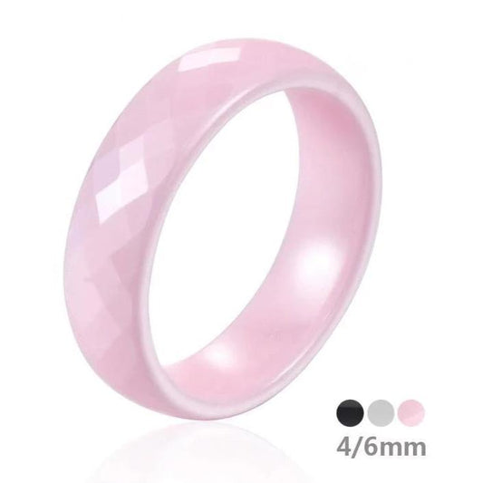 4mm or 6mm Pink, White or Black Ceramic Unisex Rings (Allergy Free)