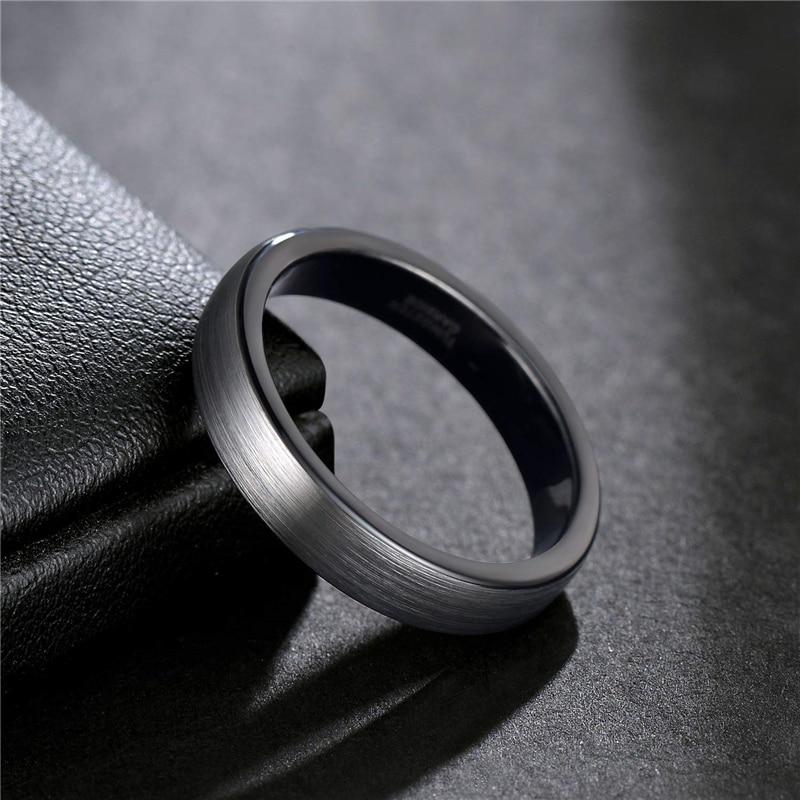 4mm Personalized Silver Black Tungsten Mens Ring - 1 Custom Engraving (optional)