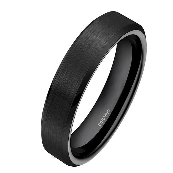 Asma Punk Pure Titanium Black Ring 8mm Matte Wedding Bands with CZ Stone  Titanium Ring For Men/Boys : Amazon.in: Jewellery