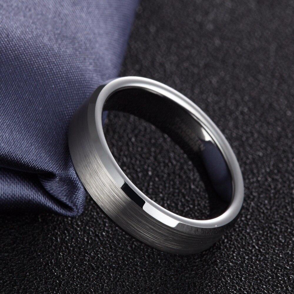 4mm, 6mm or 8mm Silver Tungsten (Brushed Centre) Unisex Rings