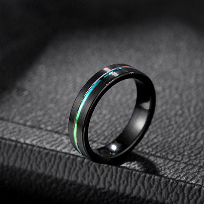 5mm Rainbow Groove Black Unisex Tungsten Ring - Promise Rings