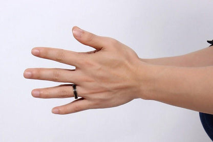 5mm Thin Black and Gold Plated Tungsten Mens Ring - Promise Rings