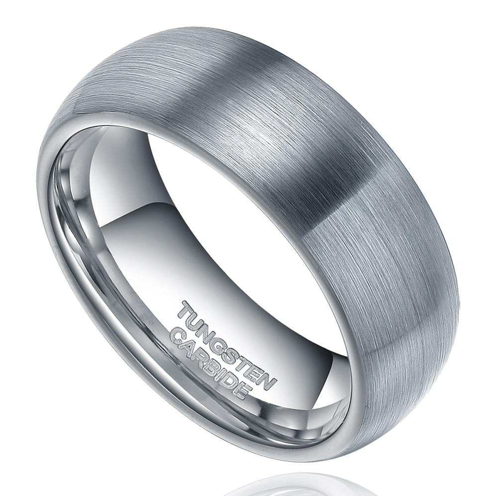 6mm & 8mm Domed Brushed Silver Tungsten Couples Rings
