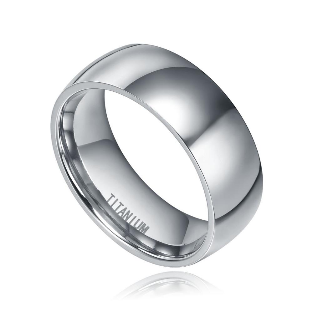 6mm & 8mm Domed Silver Titanium Couples Rings (Set/2Pc)