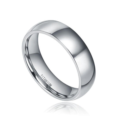 6mm & 8mm Domed Silver Titanium Couples Rings (Set/2Pc)