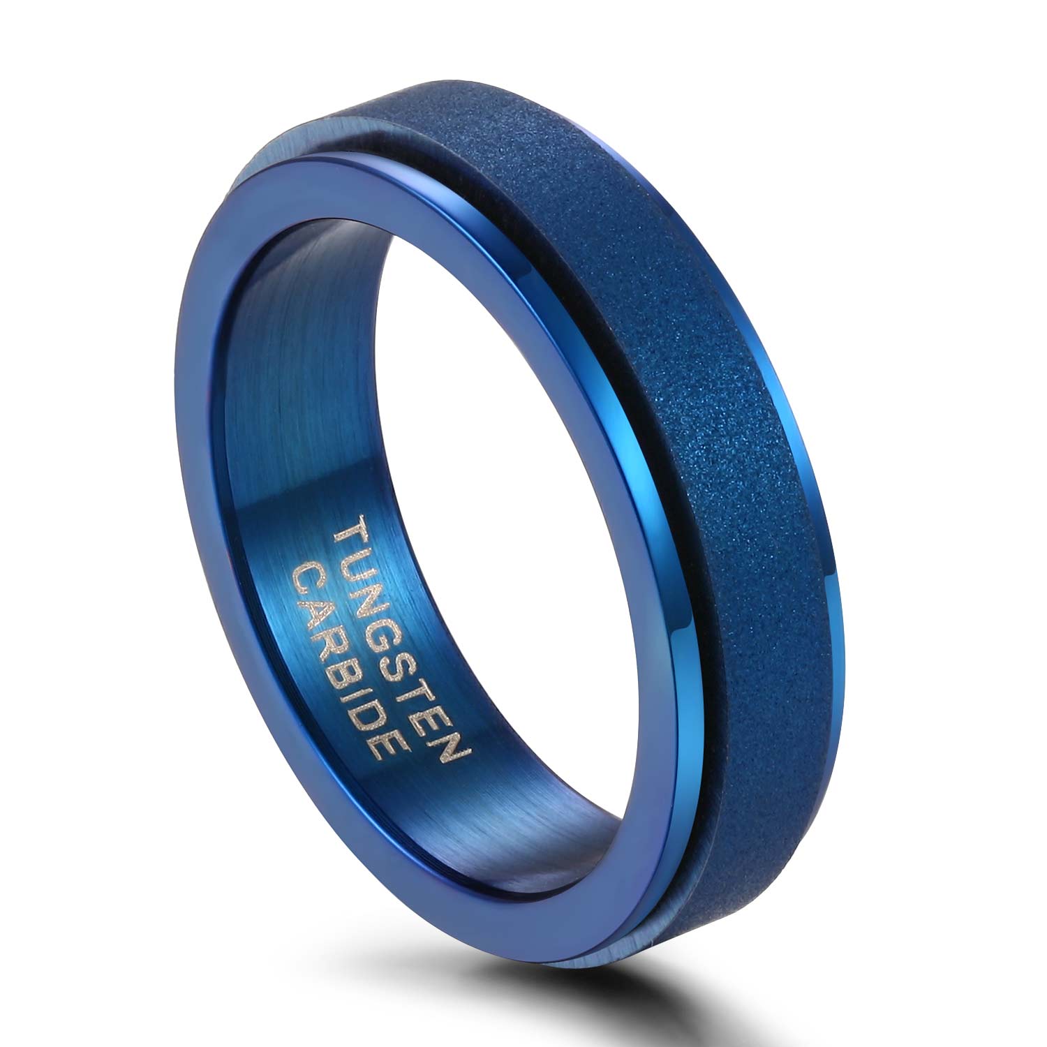 6mm Blue Rotatable Unisex Spinner Ring