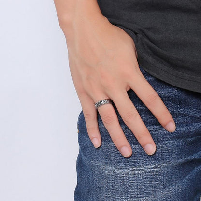 6mm Car Tyre Stainless Steel Mens Ring - Promise Rings