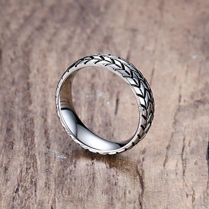 6mm Car Tyre Stainless Steel Mens Ring - Promise Rings