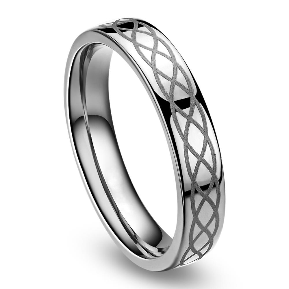 6mm Celtic Irish Silver Titanium Unisex Ring - Promise Rings