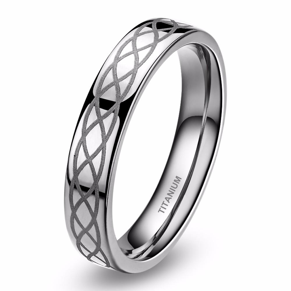 6mm Celtic Irish Silver Titanium Unisex Ring - Promise Rings