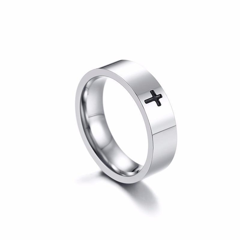 SKCESS Men's Stainless Steel Promise Ring - Cross Band Ring For Men, Gift Jewelry
