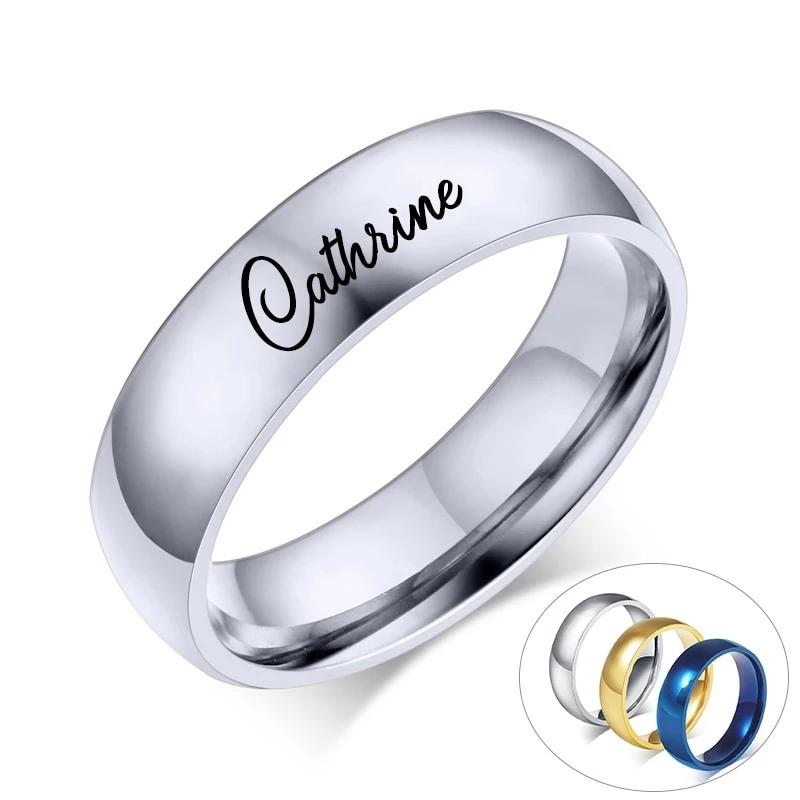 6mm Personalized Stainless Steel Unisex Rings - Promise Rings