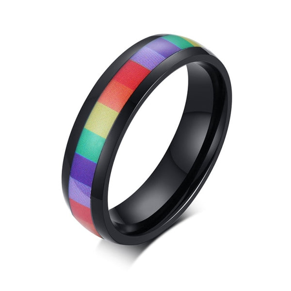 6mm Rainbow Stainless Steel Unisex Rings (2 Colors)