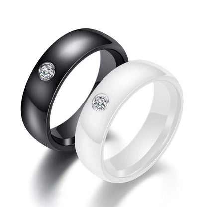 6mm Round Crystals Ceramic Unisex Rings - Promise Rings