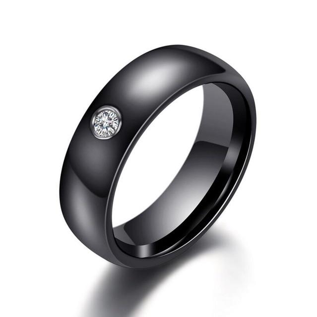 6mm Round Crystals Ceramic Unisex Rings - Promise Rings