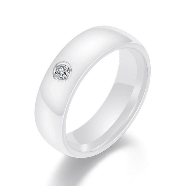 6mm Round Crystals Ceramic Unisex Rings - Promise Rings