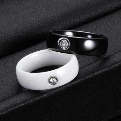 6mm Round Crystals Ceramic Unisex Rings - Promise Rings