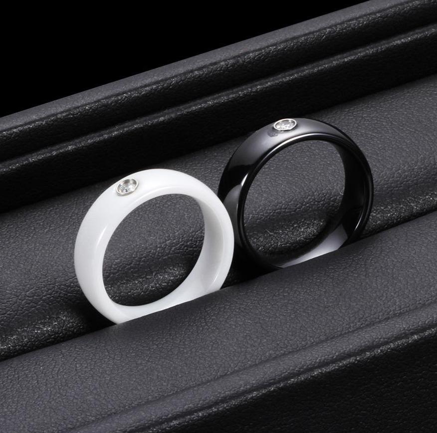 6mm Round Crystals Ceramic Unisex Rings - Promise Rings