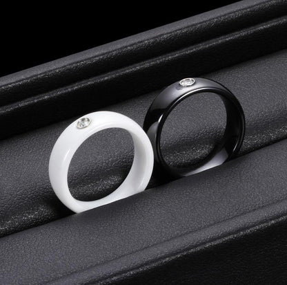 6mm Round Crystals Ceramic Unisex Rings - Promise Rings