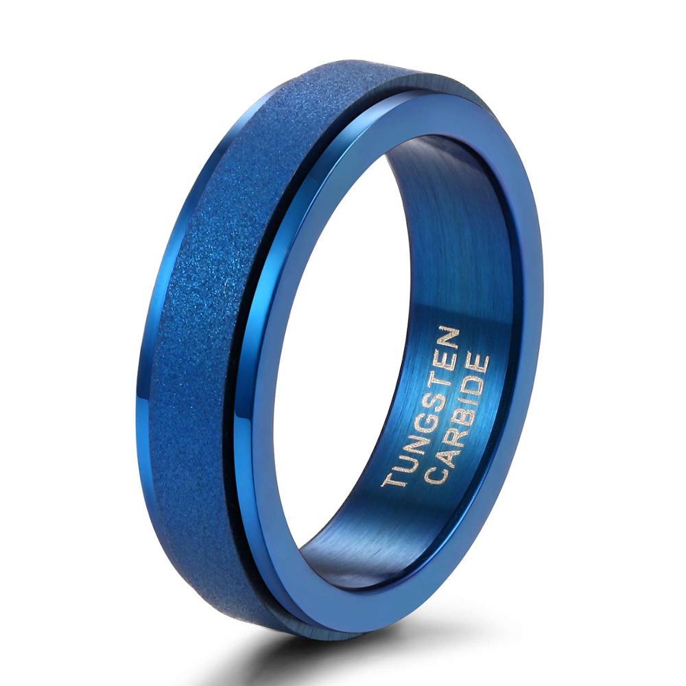 6mm Blue Rotatable Unisex Spinner Ring (Anxiety Relief)